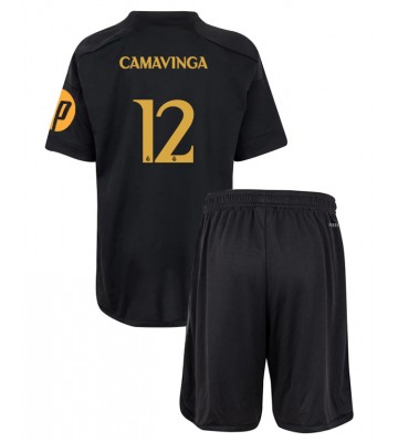 Real Madrid Eduardo Camavinga #12 Tredjeställ Barn 2023-24 Kortärmad (+ Korta byxor)